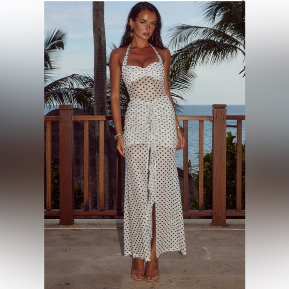 Runaway The Label Tallula Maxi Dress – White Polka, Size Medium, NWT - Picture 1 of 15